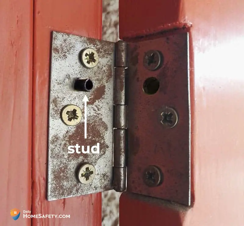 Adding stud to exterior door hinge