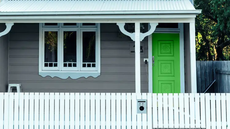Mint green entry door