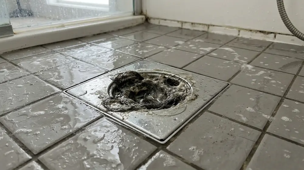 clogged shower drain